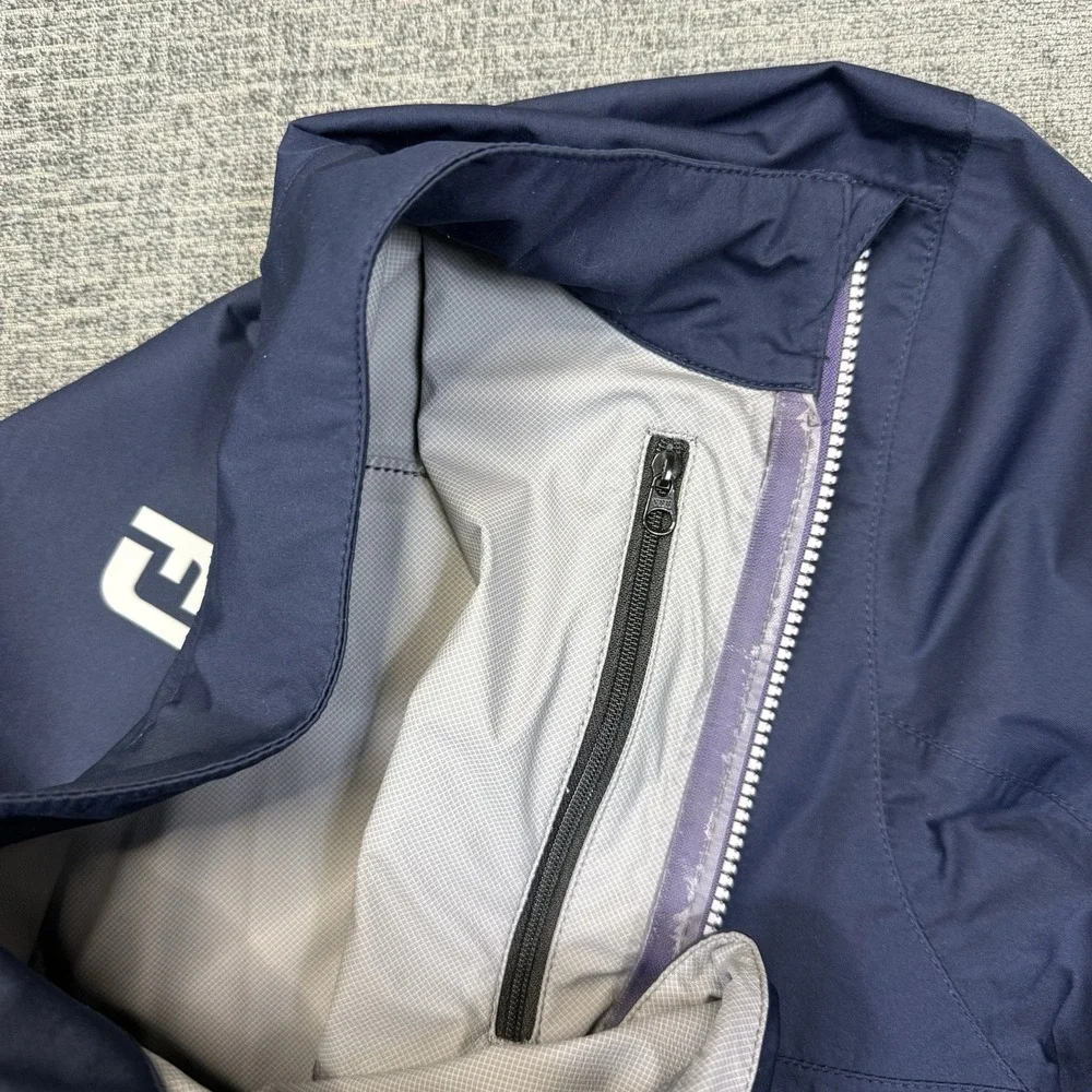 FootJoy Hydroknit Golf Jacket Mens Medium Blue‎ 1/2 Half Zip Pullover Pockets